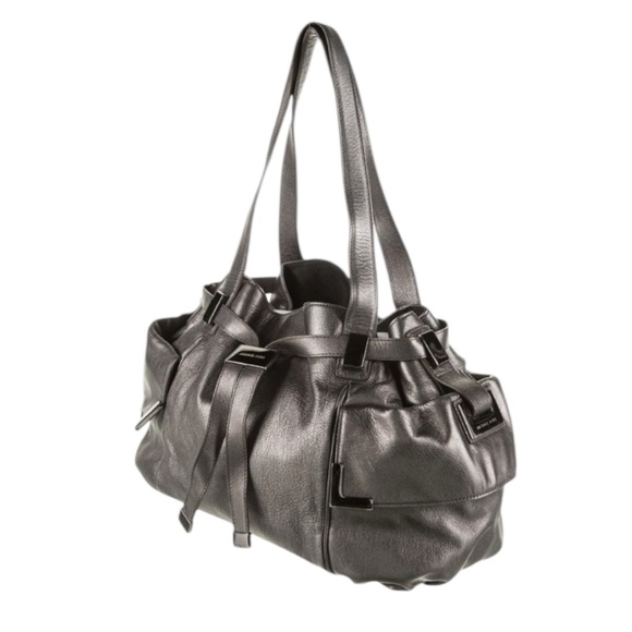 Michael Kors Handbags - Michael Kors Beverly Large Leather Metallic Pewter Satchel